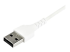 RUSB2AC2MW - StarTech.com 2m USB A to USB C Charging Cable, Durable Fast Charge & Sync USB 2.0 to USB Type C Data Cord, Rugged TPE Jacket Aramid Fiber M/M 3A White, Samsung S10, S20, iPad Pro, Pixel - Close up